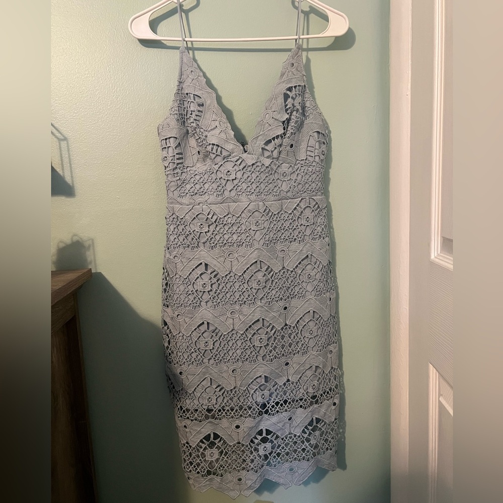 Lulu's Lace Midi Dress in Light Blue